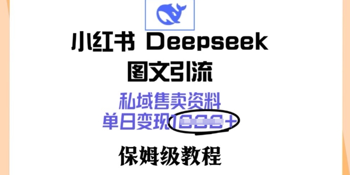 小红书Deepseek图文引流，私域售卖资料，单日变现多张，保姆级教程-黑盒吧网创
