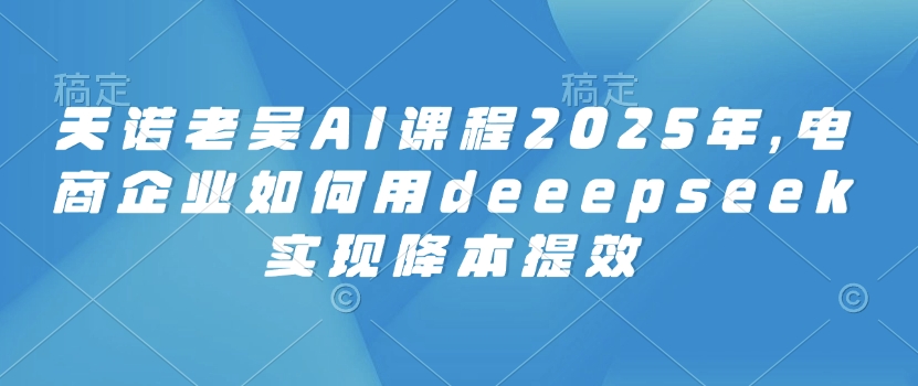 天诺老吴AI课程2025年，电商企业如何用deeepseek实现降本提效-黑盒吧网创