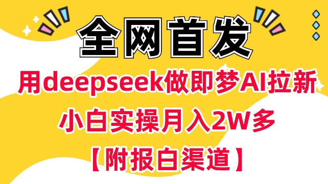 用deepseek做即梦Ai拉新 小白实操月入过W+【附报白渠道】-黑盒吧网创